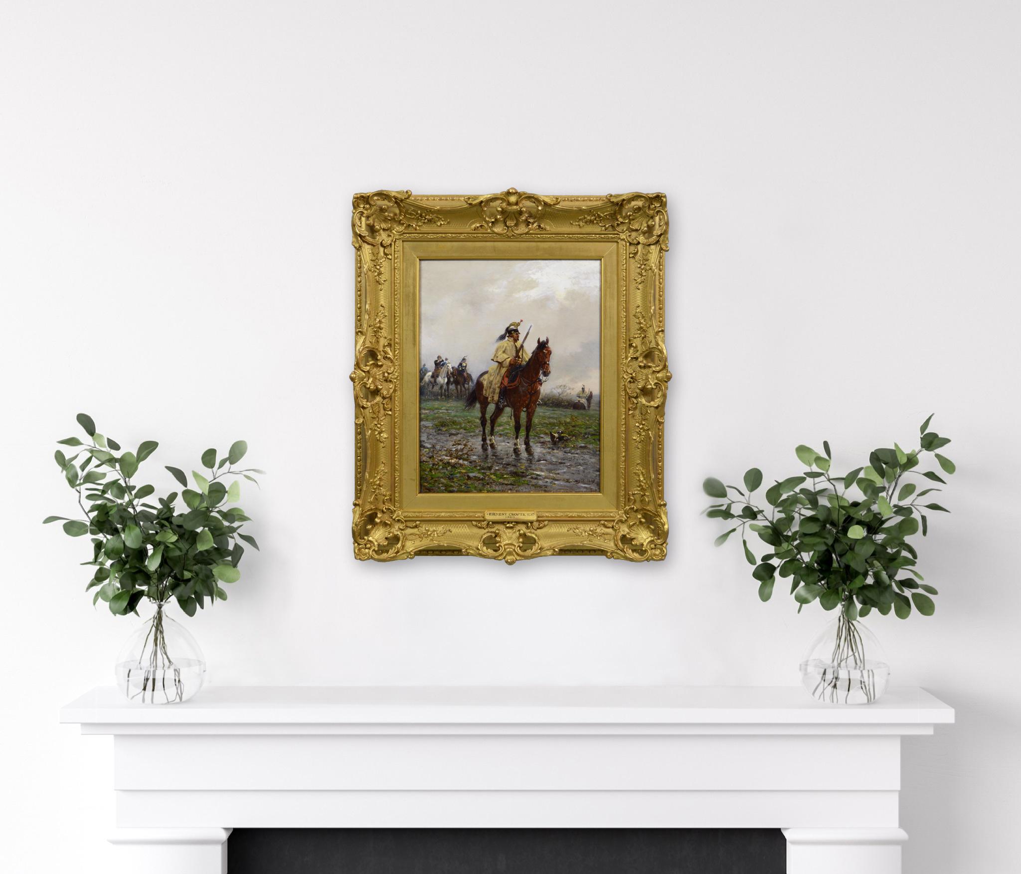 Peinture à l'huile historique du 19e siècle représentant un Cuirassier français sur un cheval en vente 6
