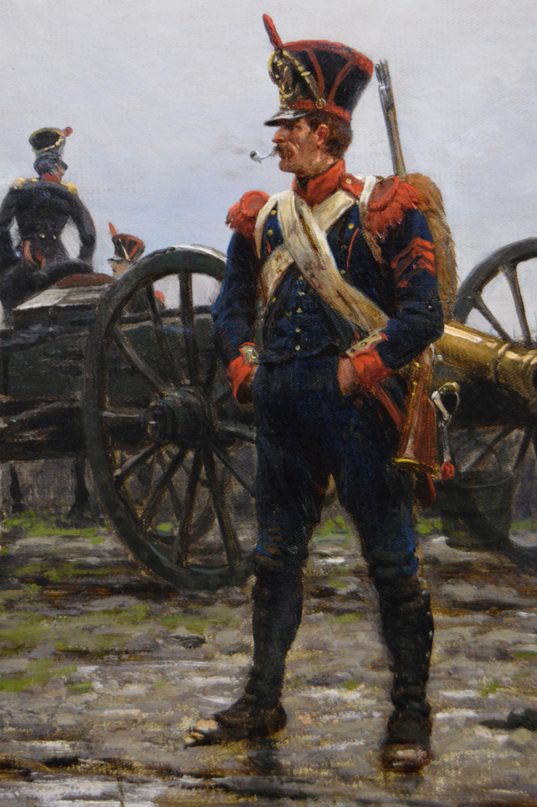 Historisches militärisches Ölgemälde eines napoleonischen Artilleriesoldaten aus dem 19. (Viktorianisch), Painting, von Ernest Crofts