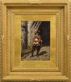 19th Century historical military oil painting of a roundhead soldier
