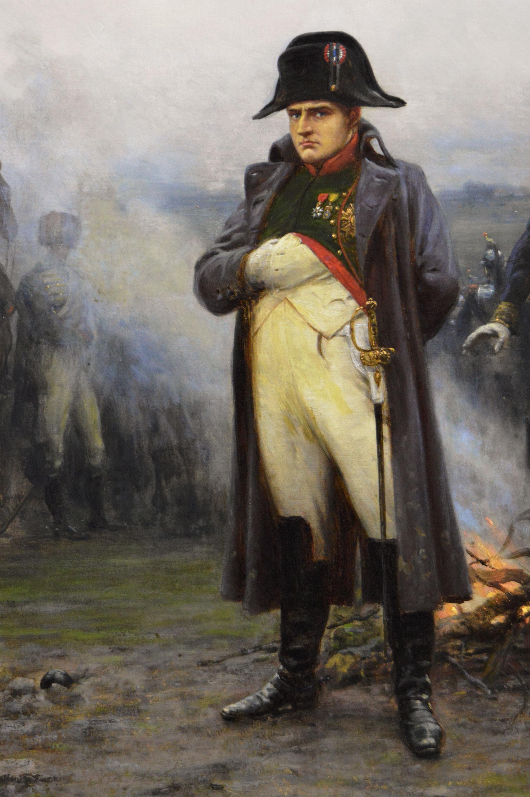 Dipinto a olio storico militare del XIX secolo raffigurante Napoleone prima di Waterloo - Painting Vittoriano di Ernest Crofts