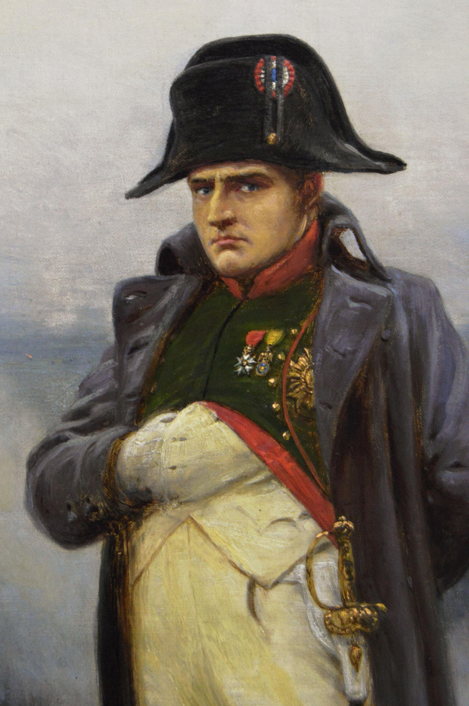 Dipinto a olio storico militare del XIX secolo raffigurante Napoleone prima di Waterloo - Figurative Painting Marrone di Ernest Crofts
