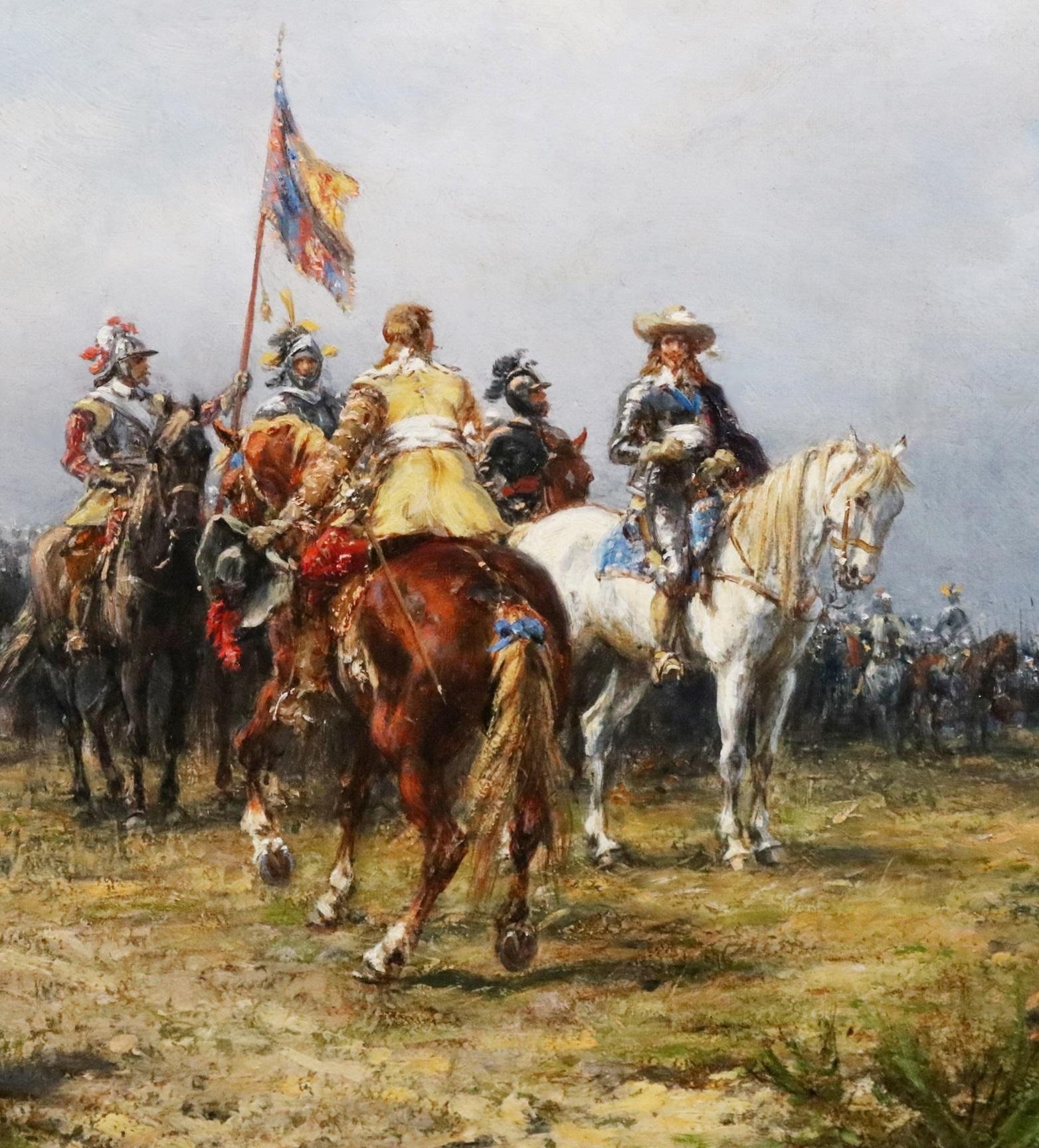 Charles I at Edgehill - 19th Century Military Oil Painting Civil War Battle 1
