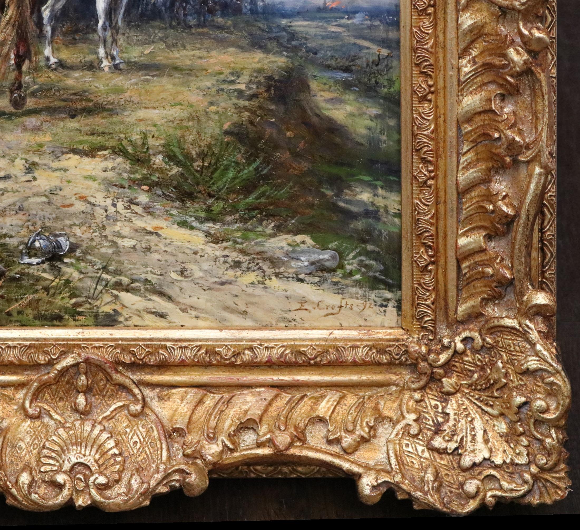 Charles I+I à Edgehill - Peinture à l'huile du XIXe siècle Scène de bataille de la guerre civile anglaise 5