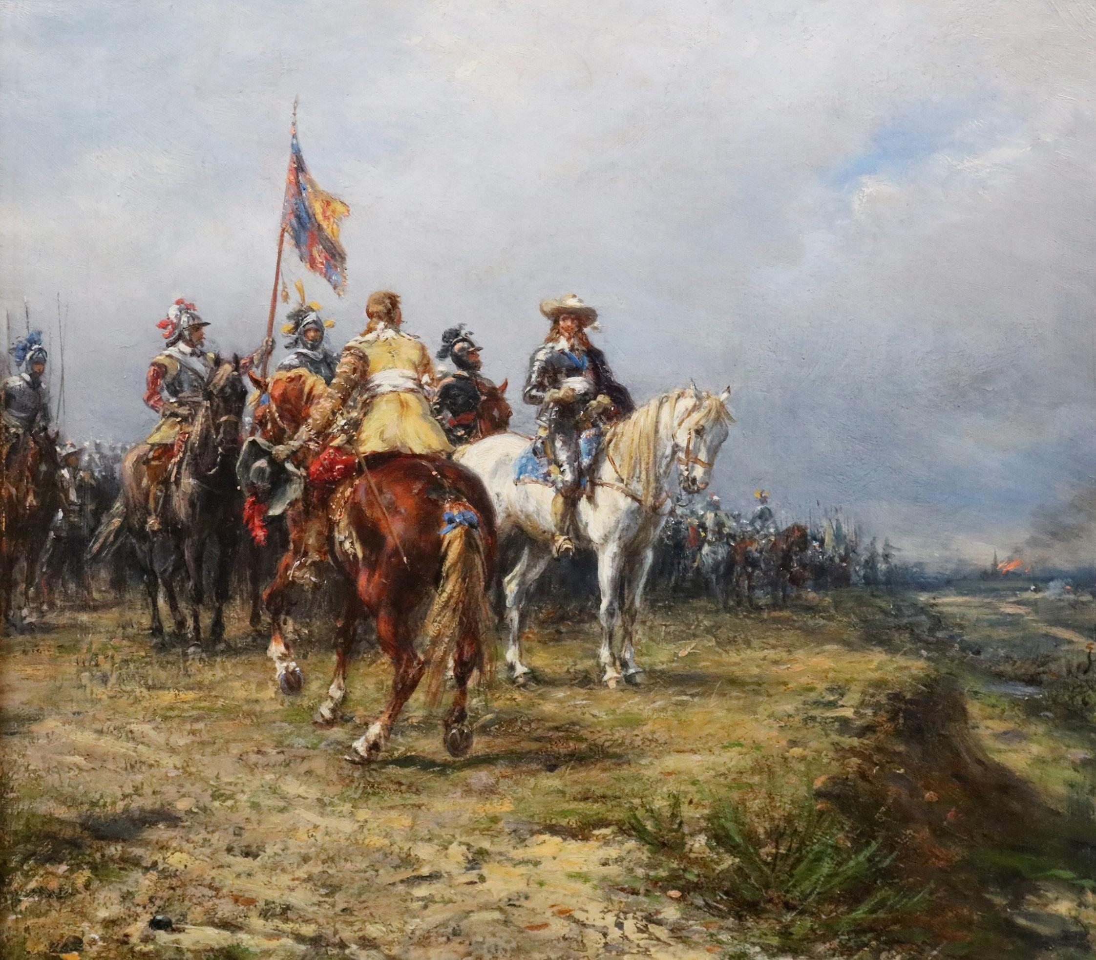 King Charles I. in Edgehill, König Karl I., 19. Jahrhundert, Ölgemälde, englische Bürgerkriegsschlacht (Braun), Figurative Painting, von Ernest Crofts