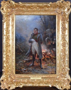 Napoleon after Waterloo - 19th Century Military Oil Painting Emperor at Battle