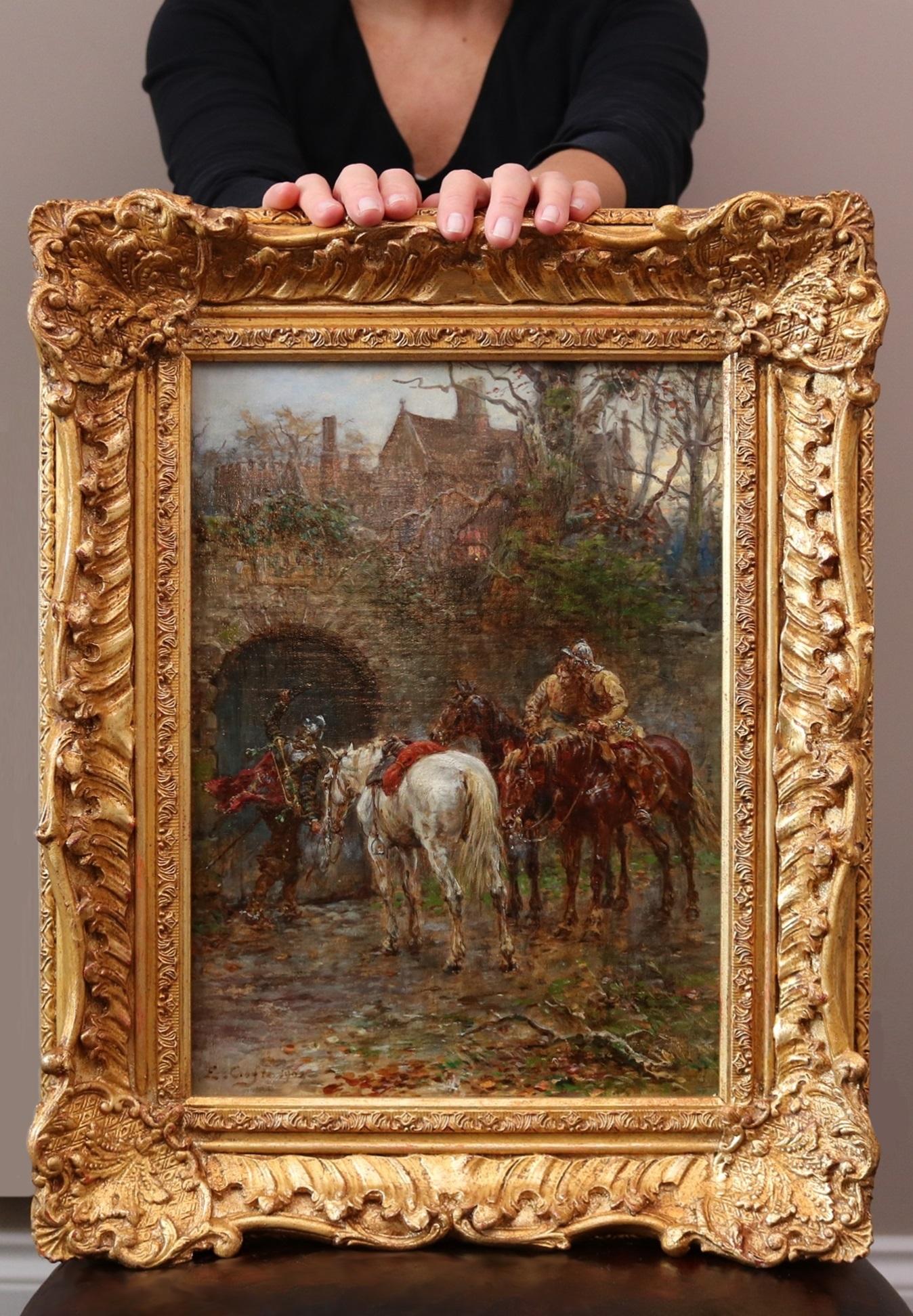 Siege of Basing House - Peinture à l'huile de la guerre civile anglaise du roi Charles Ier - Painting de Ernest Crofts