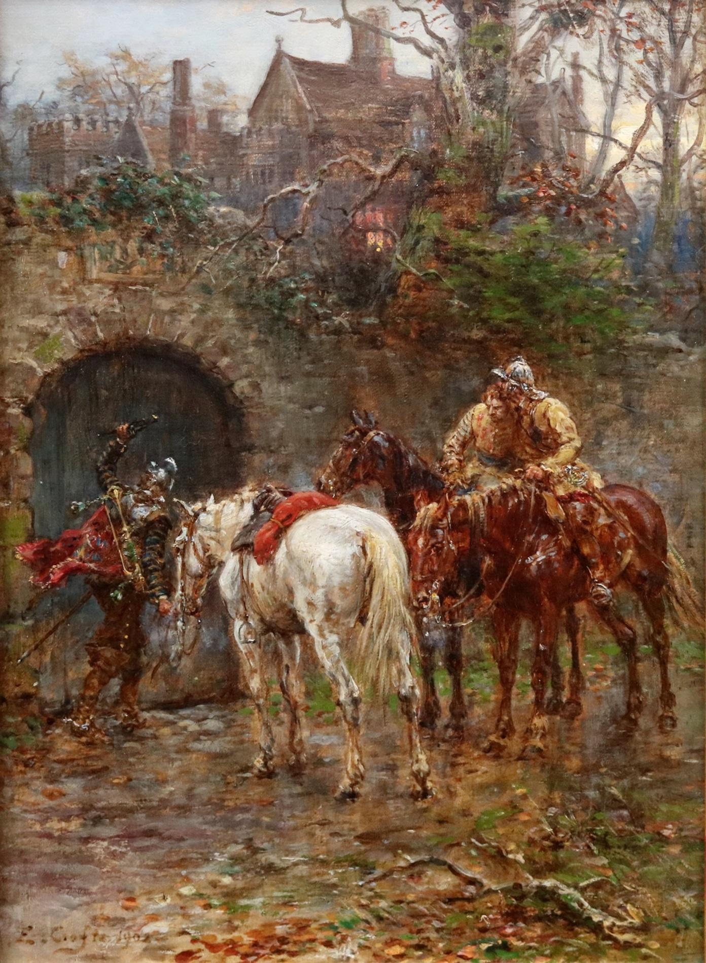 Siege of Basing House - Peinture à l'huile de la guerre civile anglaise du roi Charles Ier - École anglaise Painting par Ernest Crofts