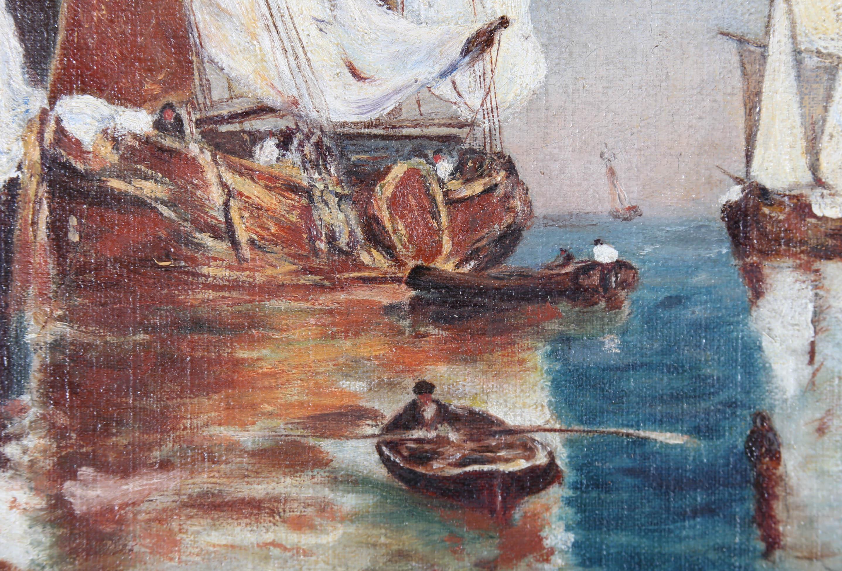 Attribuire. Ernest Crofts RA (1847-1911) - Olio del 1908, Srotolamento delle vele 4