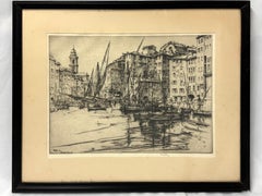 Ernest David Roth Radierung des frühen 20. Jahrhunderts mit dem Titel „Shipping - Camogli“