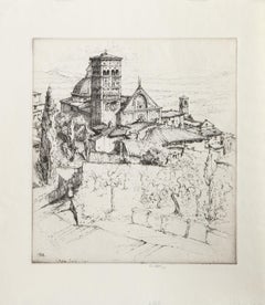 San Rufino, Assisi – Neoklassizistische Landschaftsradierung von Ernest David Roth