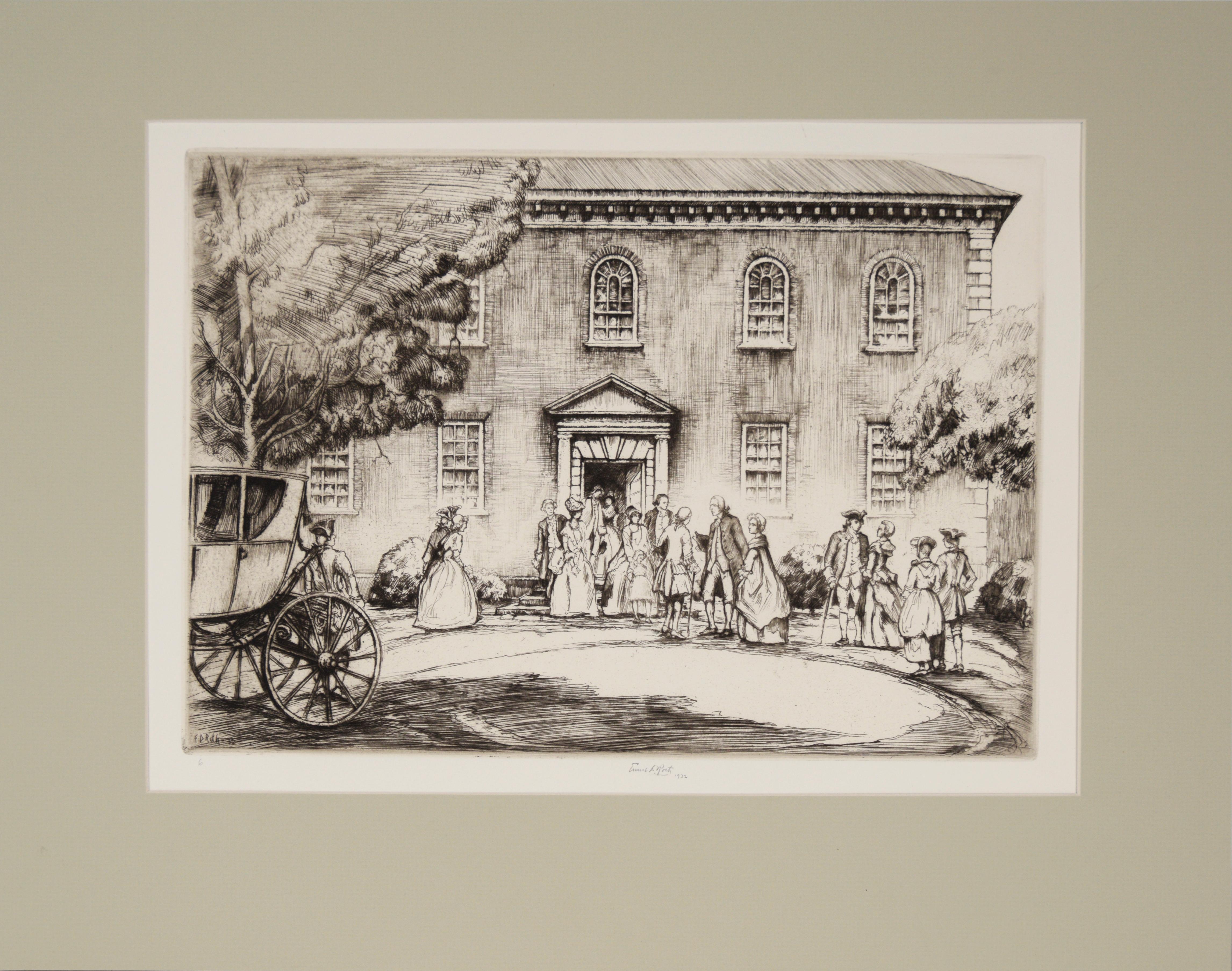 Washington en la iglesia de Pohick - 1932 Aguafuerte sobre papel