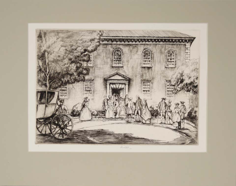 Washington At Pohick Church - 1932 Etching On Paper