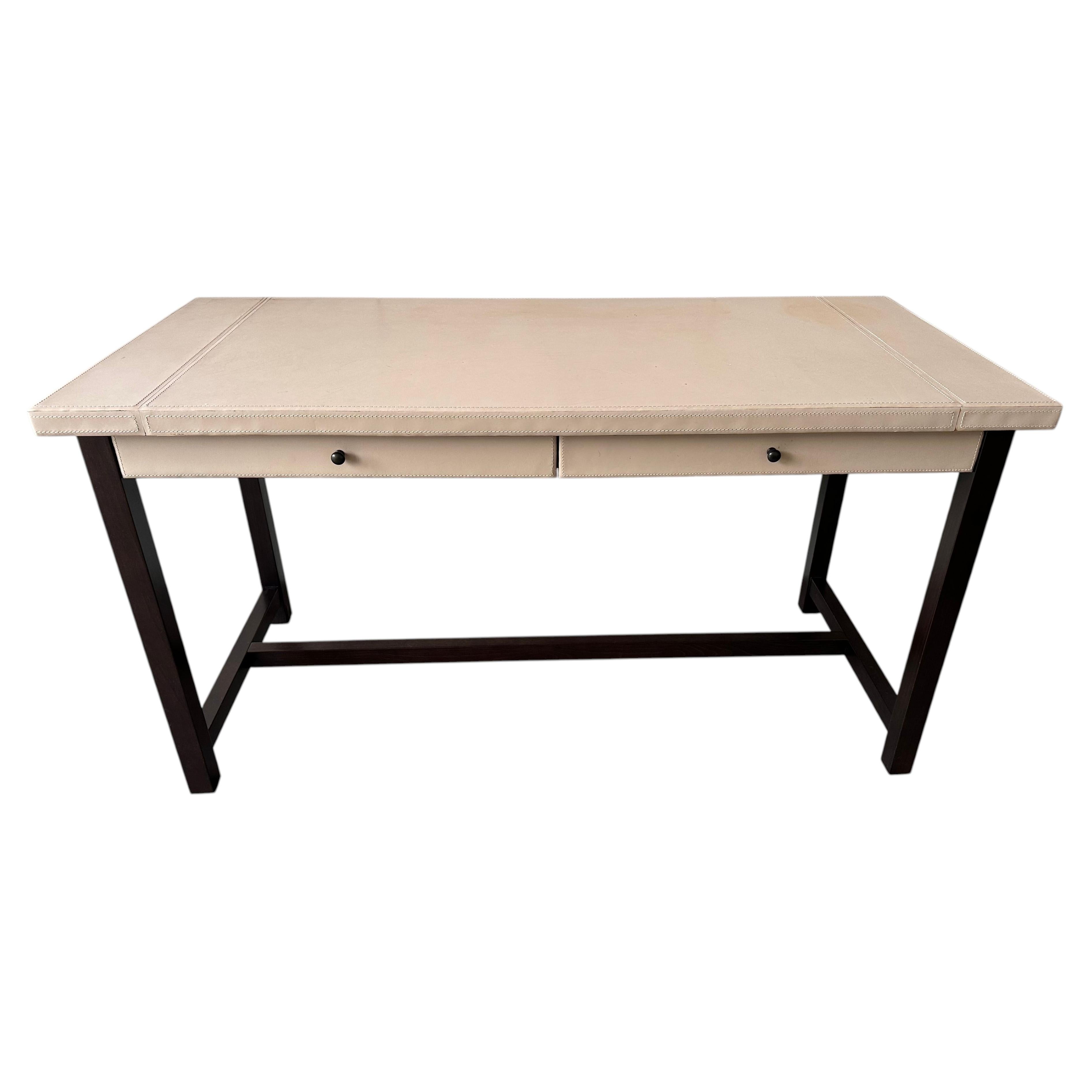 Promemoria Ernest Desk by Romeo Sozzi in Taupe Leather