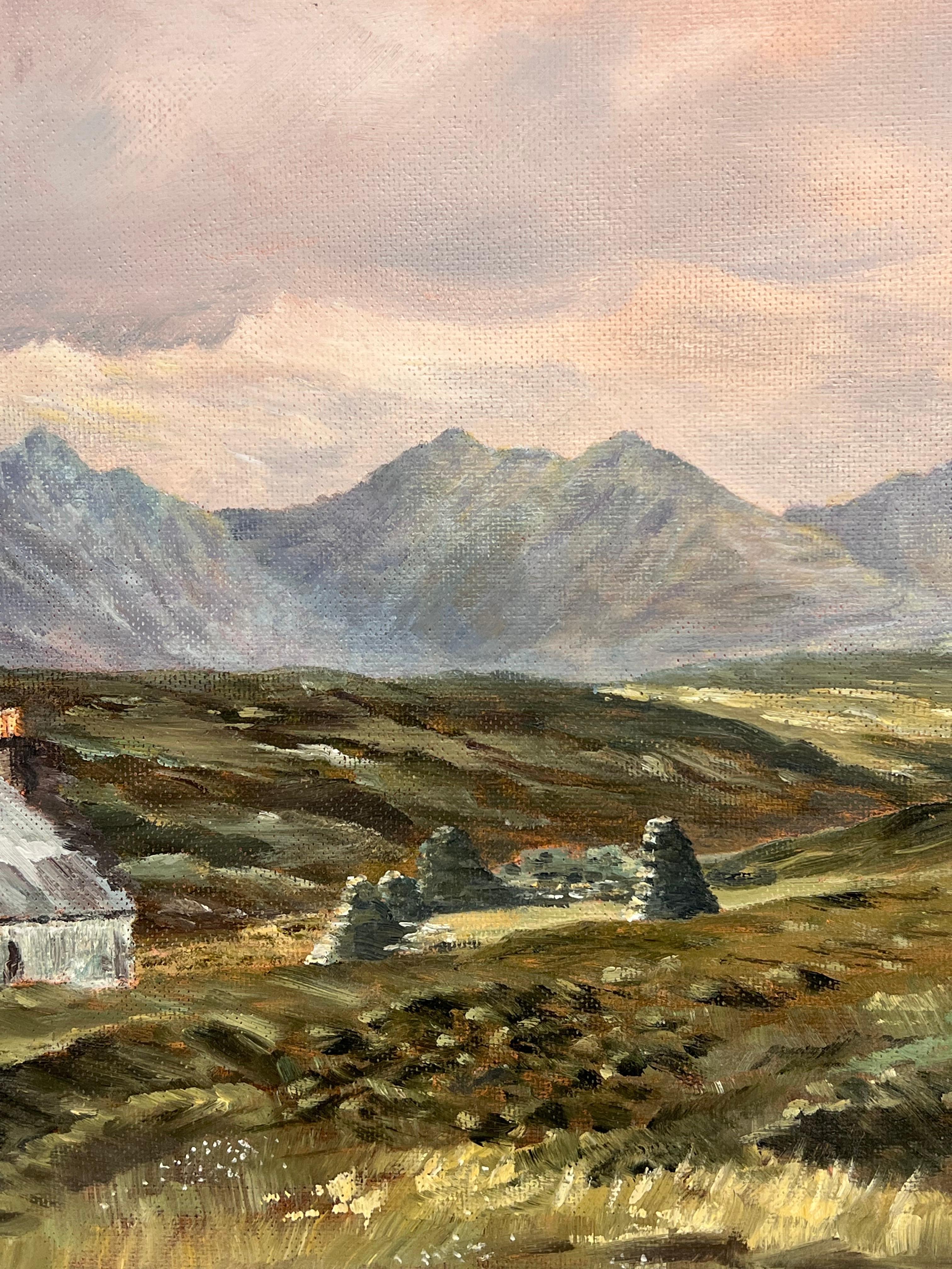 Große schottische Ölgemälde Bothy Cottage Wester Ross Windgepeitschte Landschaft im Angebot 4