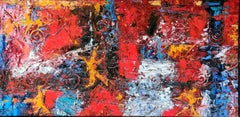 Large Abstract Expressionist Oil on Canvas, Convergence Symphony in Red & Orange
