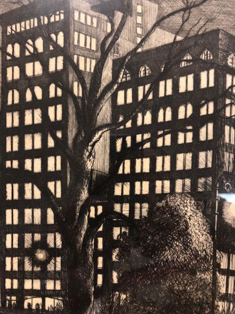 City Lights (Madison Square Park), 1932 - Print by Ernest Fiene 