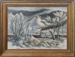 "Along the Kanahawa River, West Virginia, " Ernest Fiene, WPA Coal Steamboat