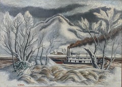 "Along the Kanahawa River, West Virginia, " Ernest Fiene, WPA Coal Steamboat
