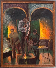 "Sopladores de vidrio" Escena americana Realismo social Mediados del siglo XX Nueva York WPA