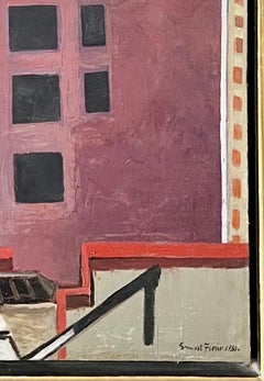 NYC Cityscape American Scene WPA Modern Realism Mid 20th Century Architectural