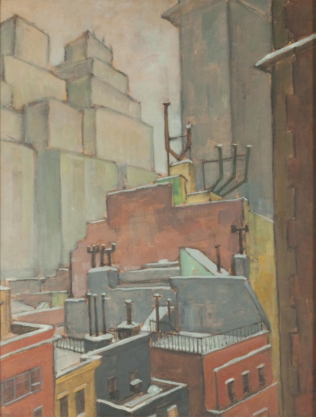 Ernest Fiene Landscape Painting - Rooftops, New York
