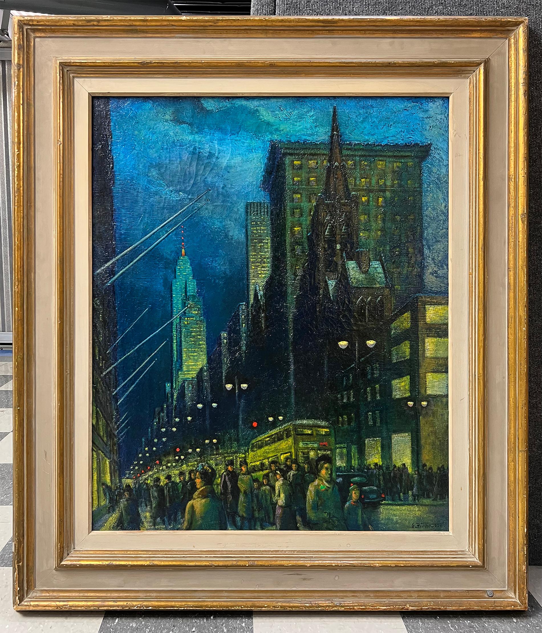 Winter Evening Fifth Avenue - New York at Night For Sale 1