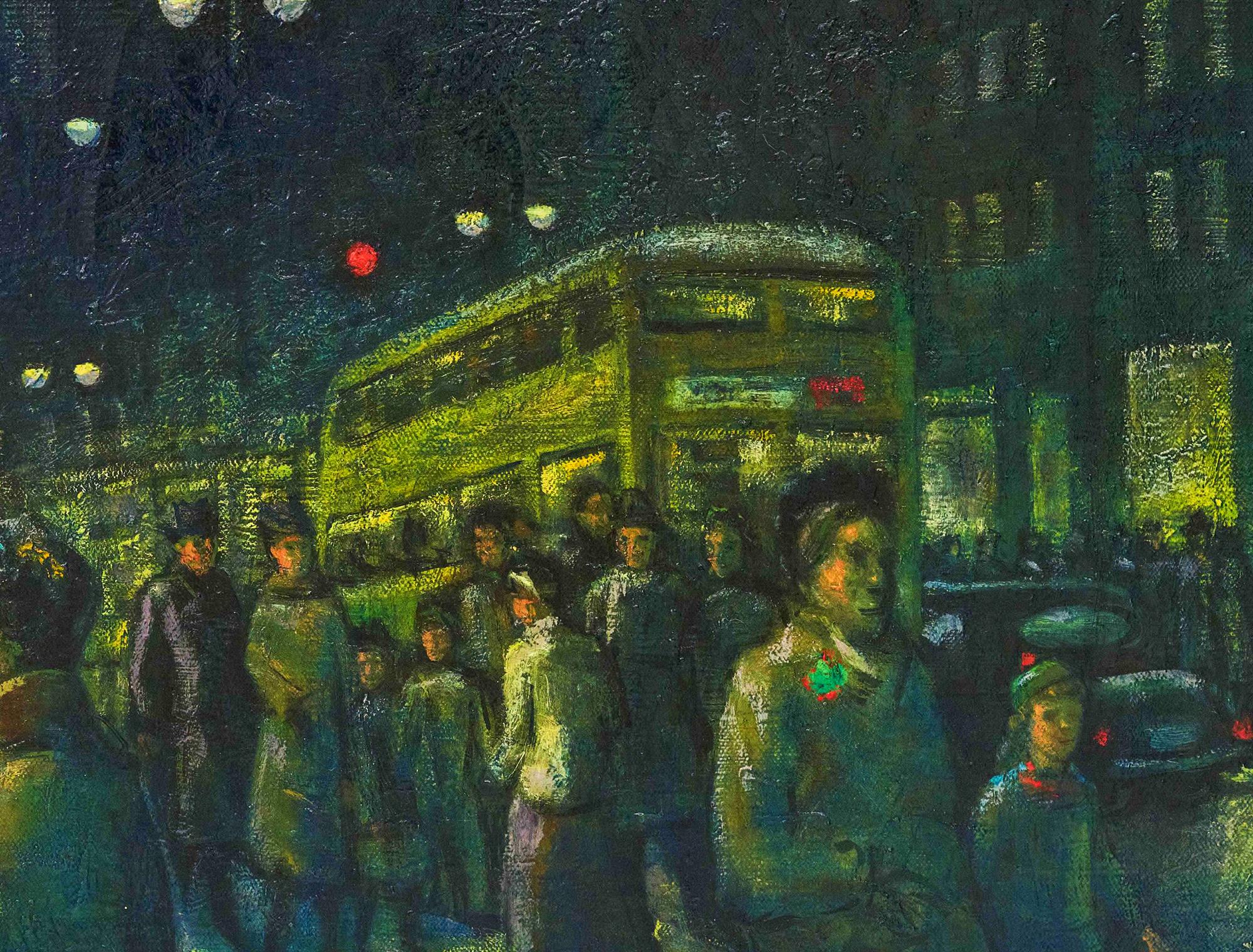 Winter Evening Fifth Avenue - New York at Night - Mid-Century. For Sale 2