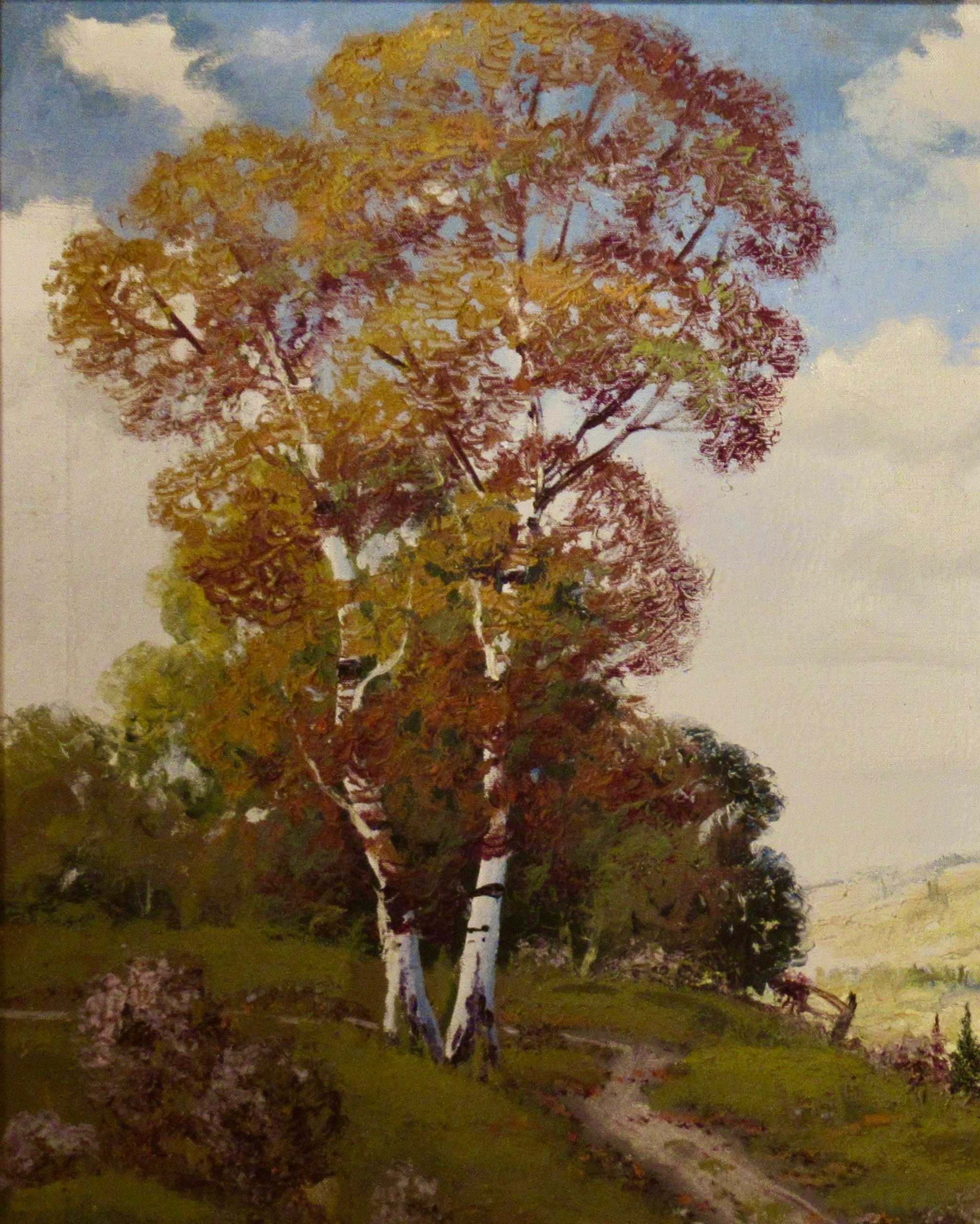 Paysage avec sentier - Impressionnisme américain Painting par Ernest Fredericks