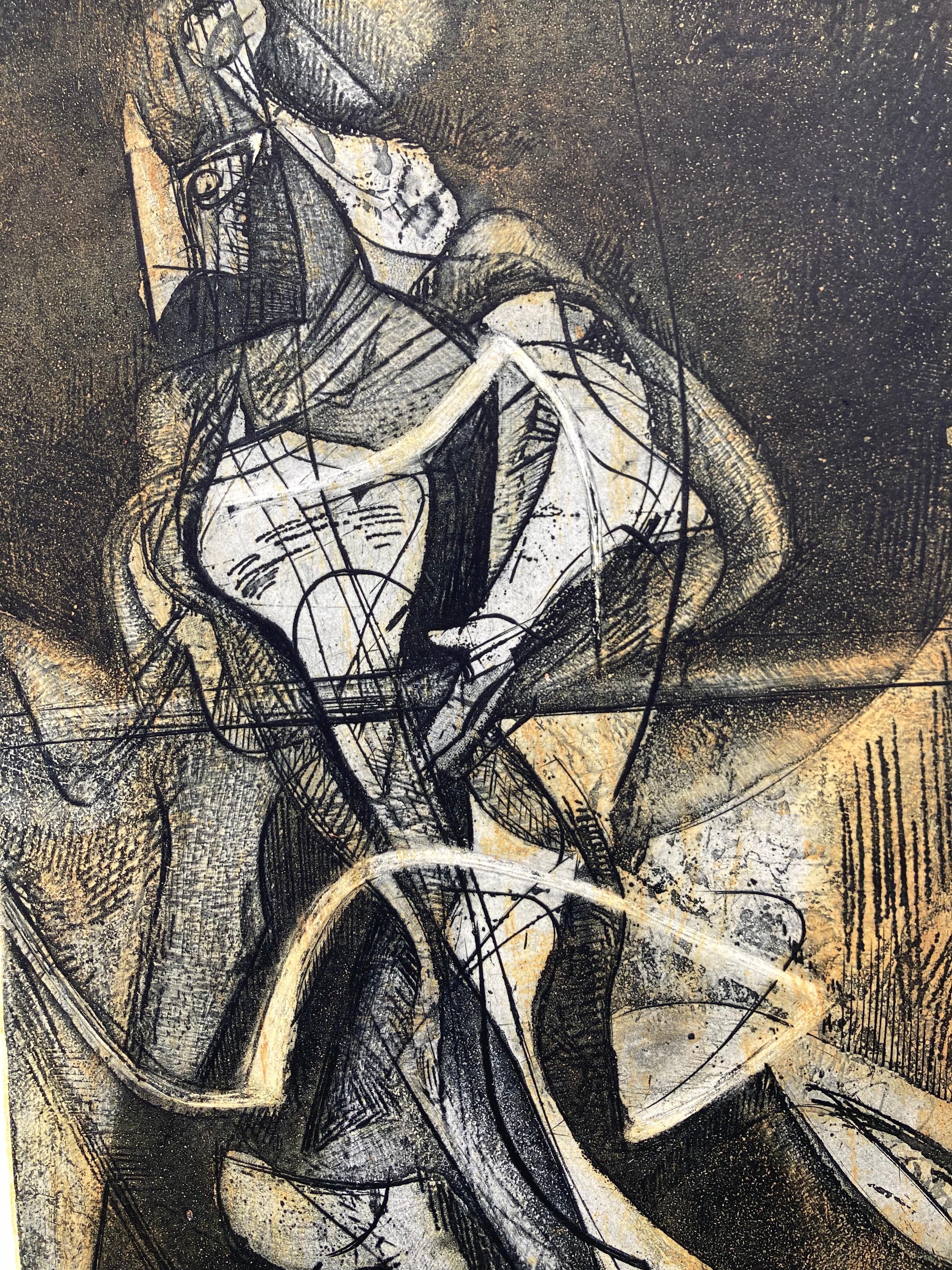 ERNEST FREED (1908 – 1974)

DON QUIXOTE 1956
Color intaglio, Signed, dated and titled in pencil. Image, 14 ¾ x 8 3/4 sheet, 16 1/2 x 10 ¼ inches. In good condition. 

The following is taken from 