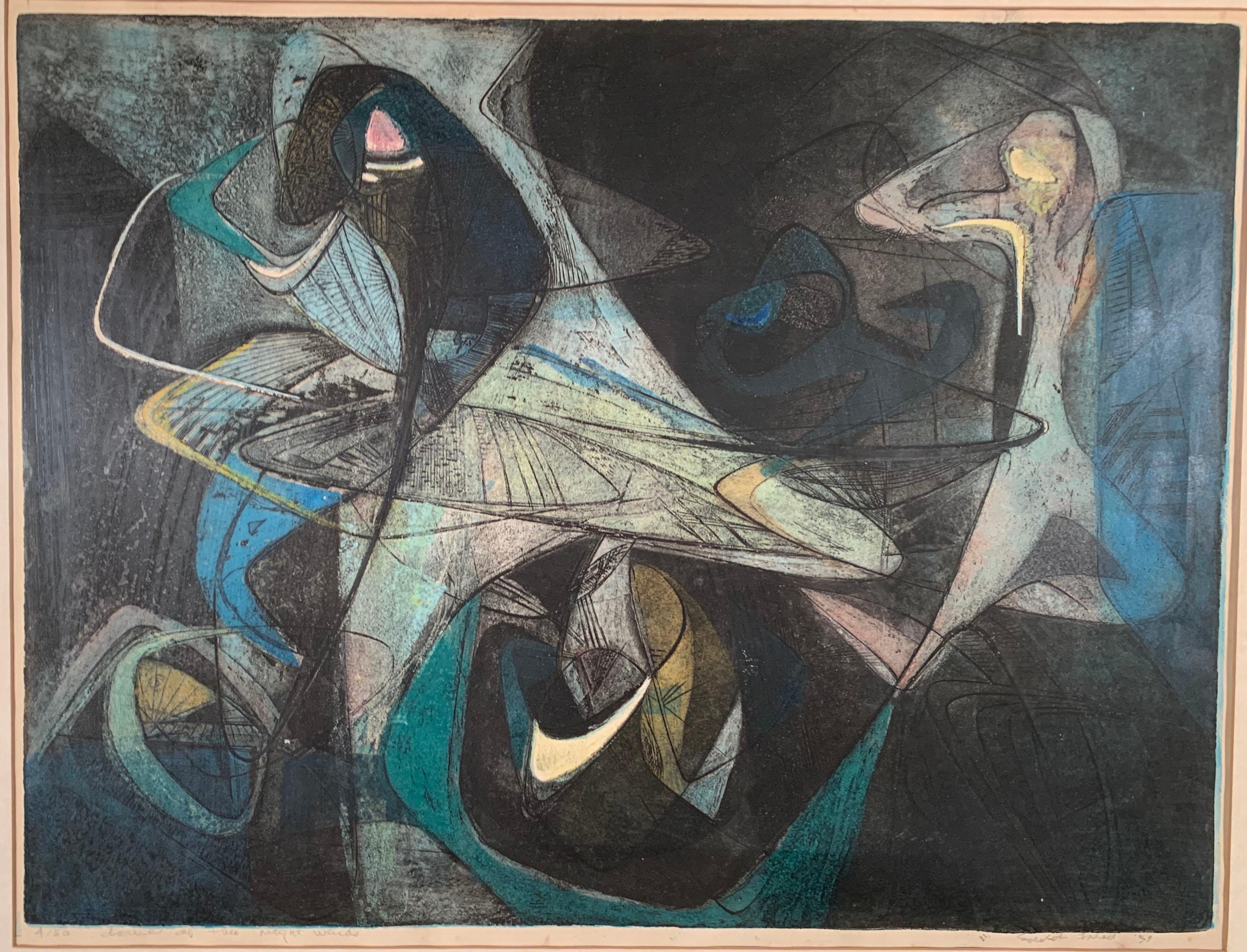 Ernest Freed Abstract Print - THE DANCE OF THE NIGHT WINDS