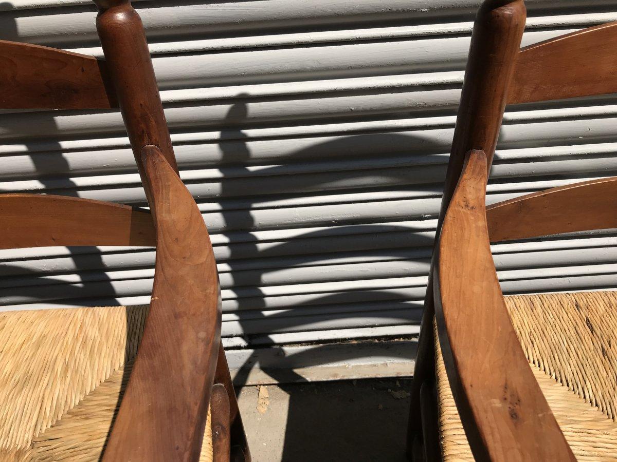 Ernest Gimson, ein Paar Eibenholz-Sessel mit Leiterrücken und Bobbin-Sesseln im Angebot 4