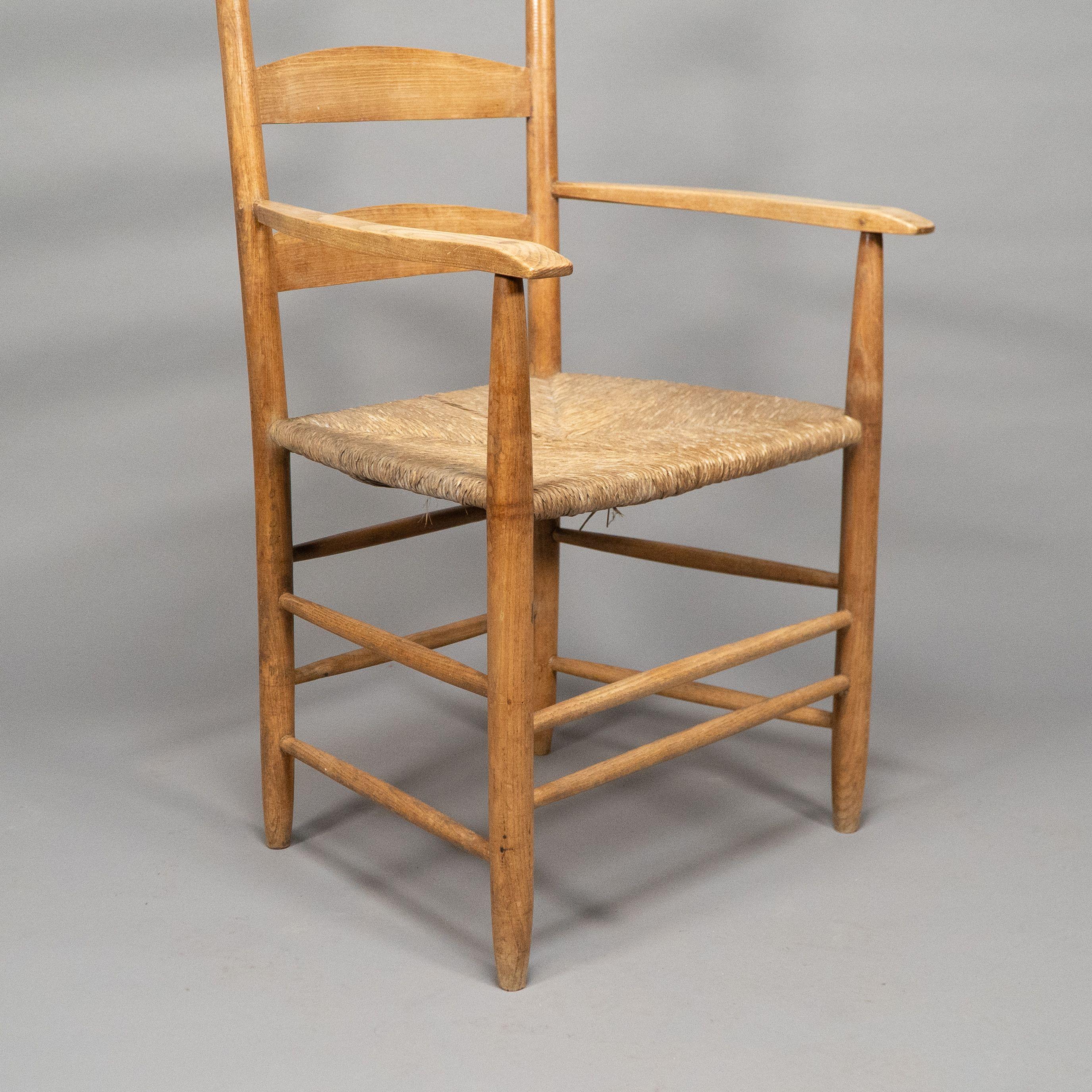 Ernest Gimson by Edward Gardiner. Arts & Crafts ash ladder back Bedales armchair 5