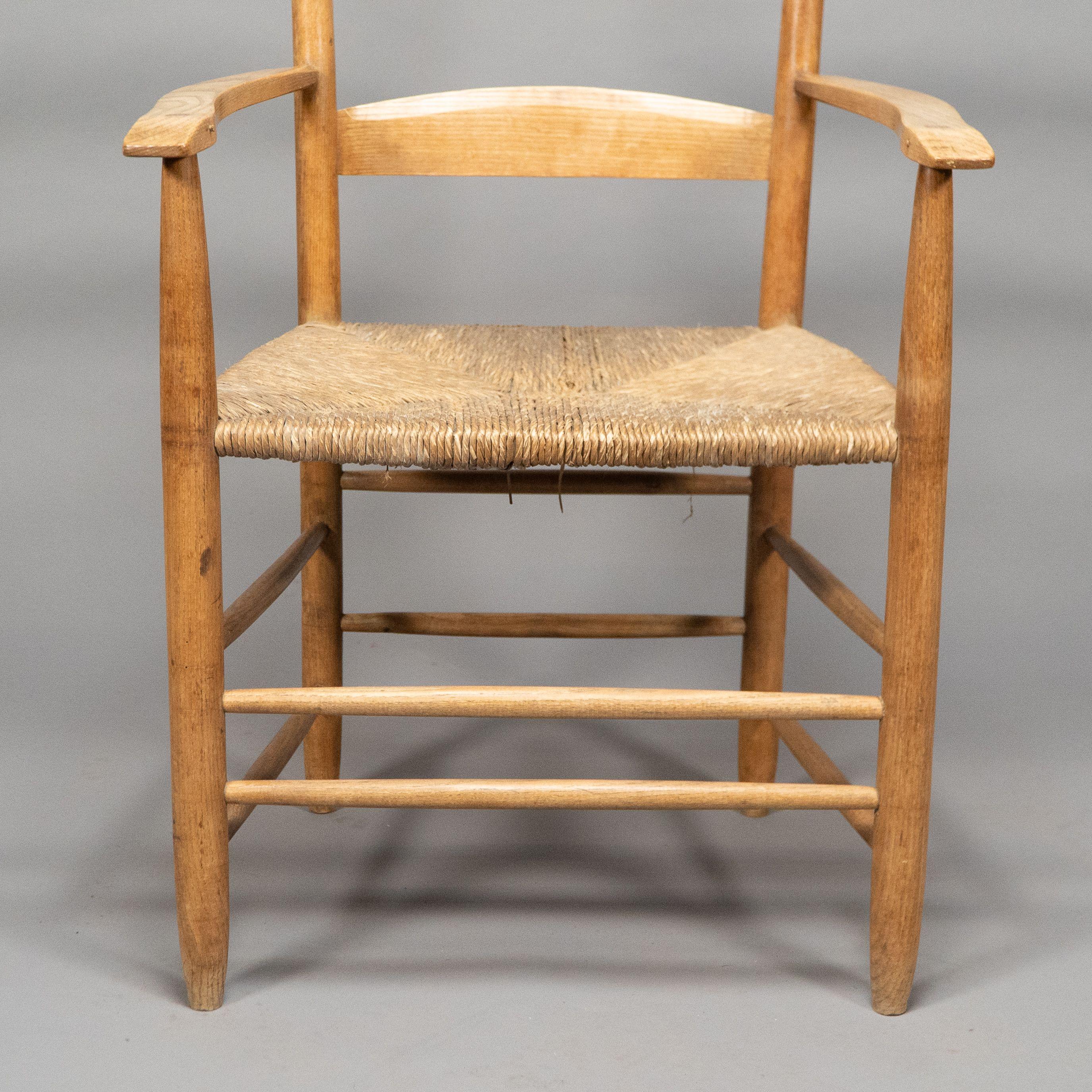 Ernest Gimson by Edward Gardiner. Arts & Crafts ash ladder back Bedales armchair 6