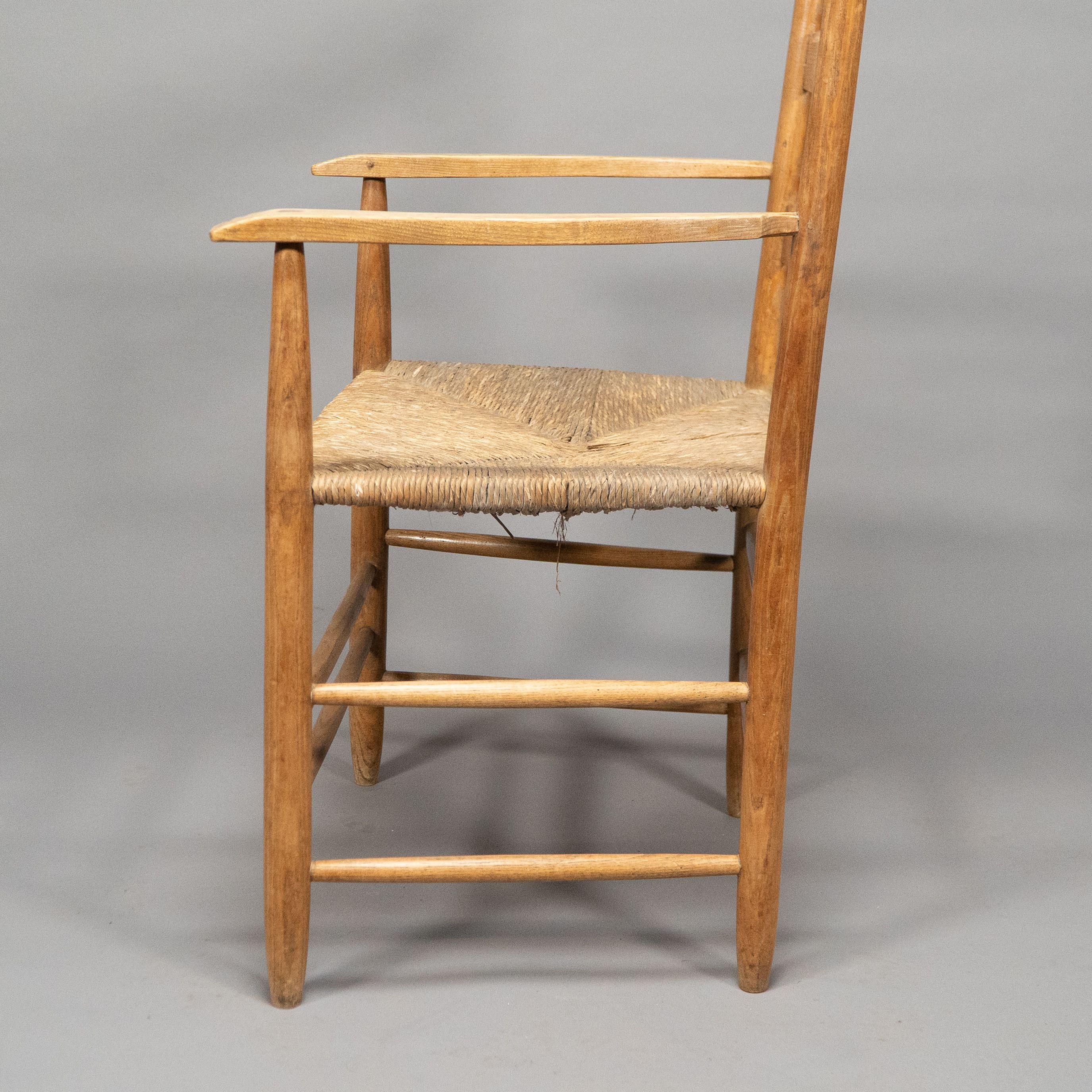 Ernest Gimson by Edward Gardiner. Arts & Crafts ash ladder back Bedales armchair 8