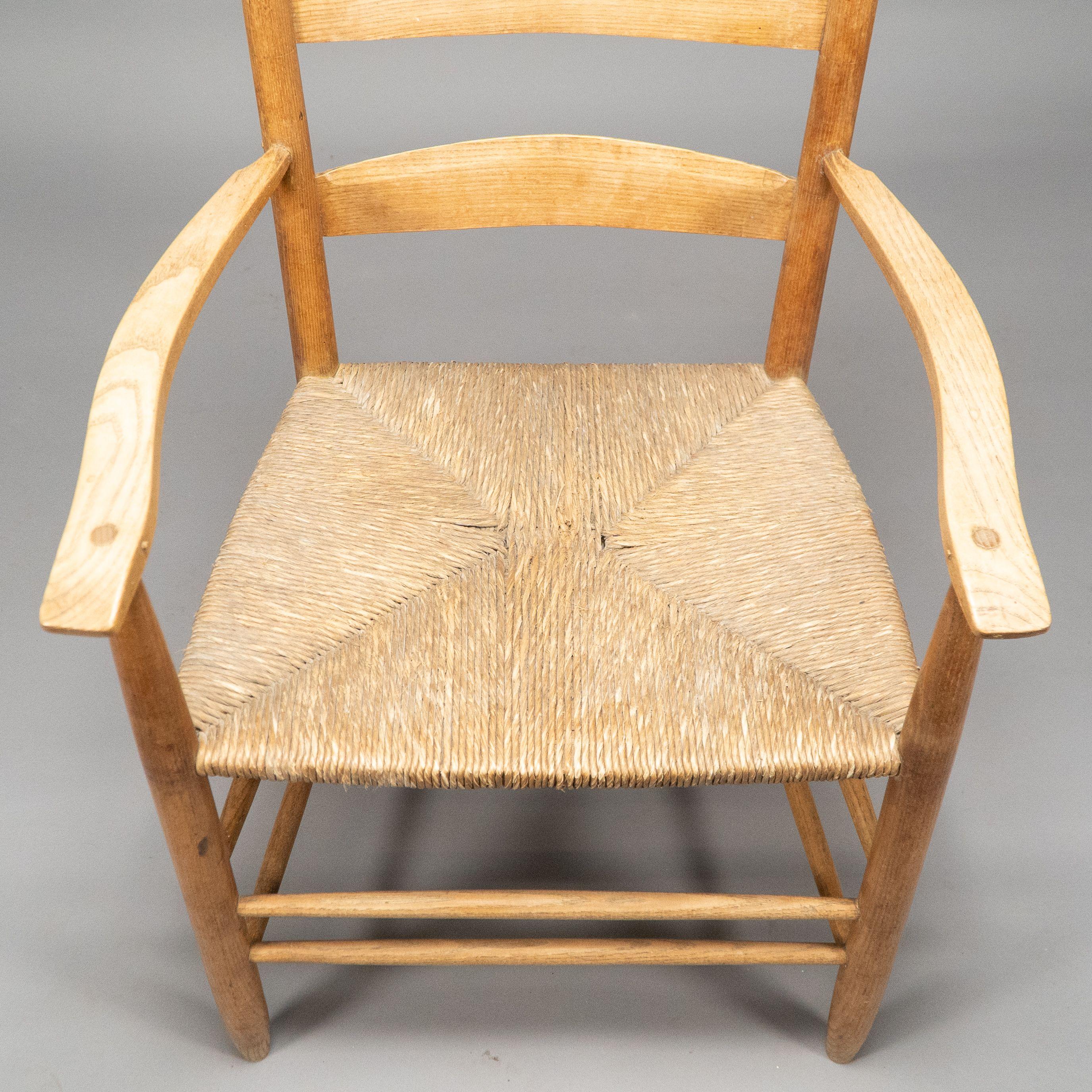 Ernest Gimson by Edward Gardiner. Arts & Crafts ash ladder back Bedales armchair 10