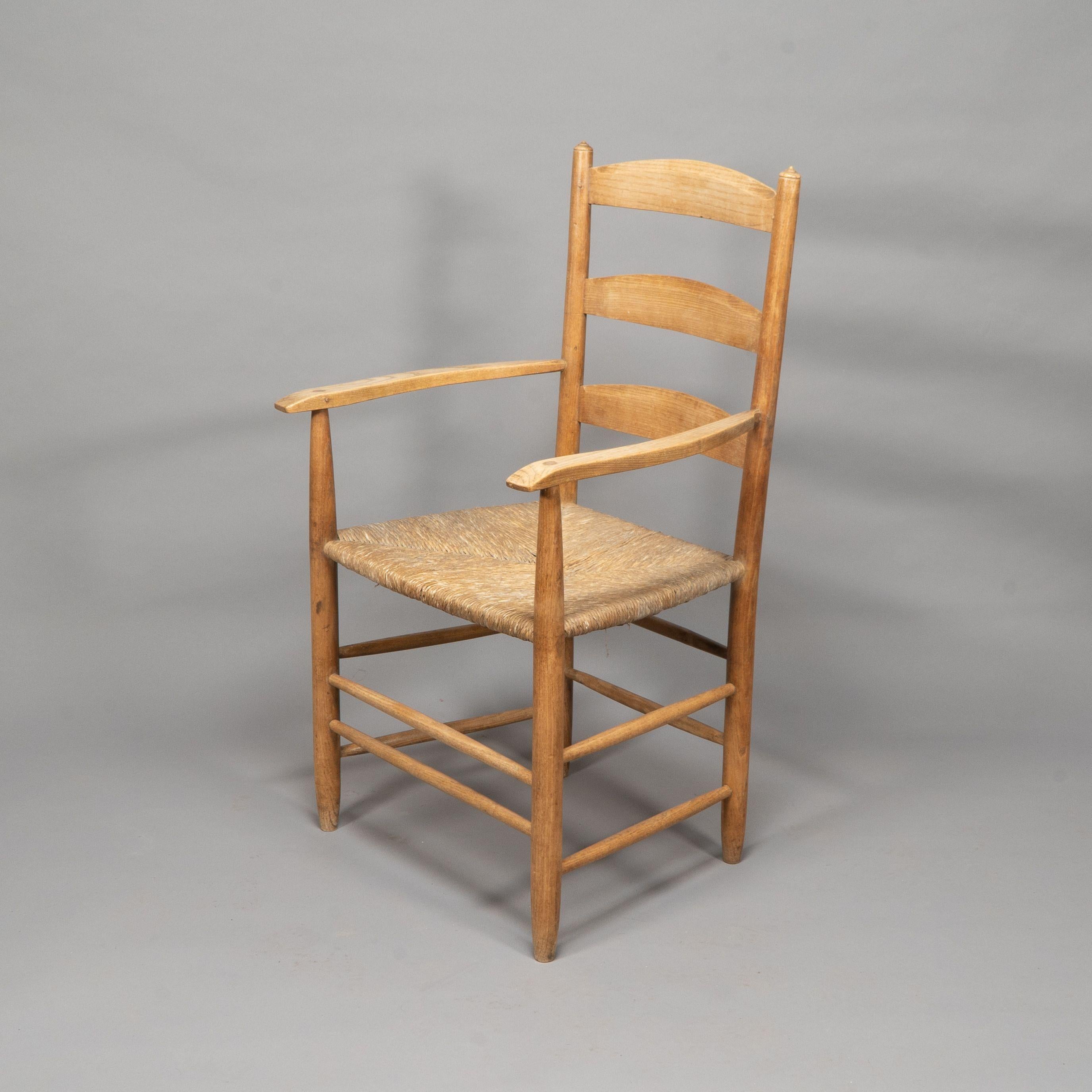 Arts and Crafts Ernest Gimson by Edward Gardiner. Arts & Crafts ash ladder back Bedales armchair