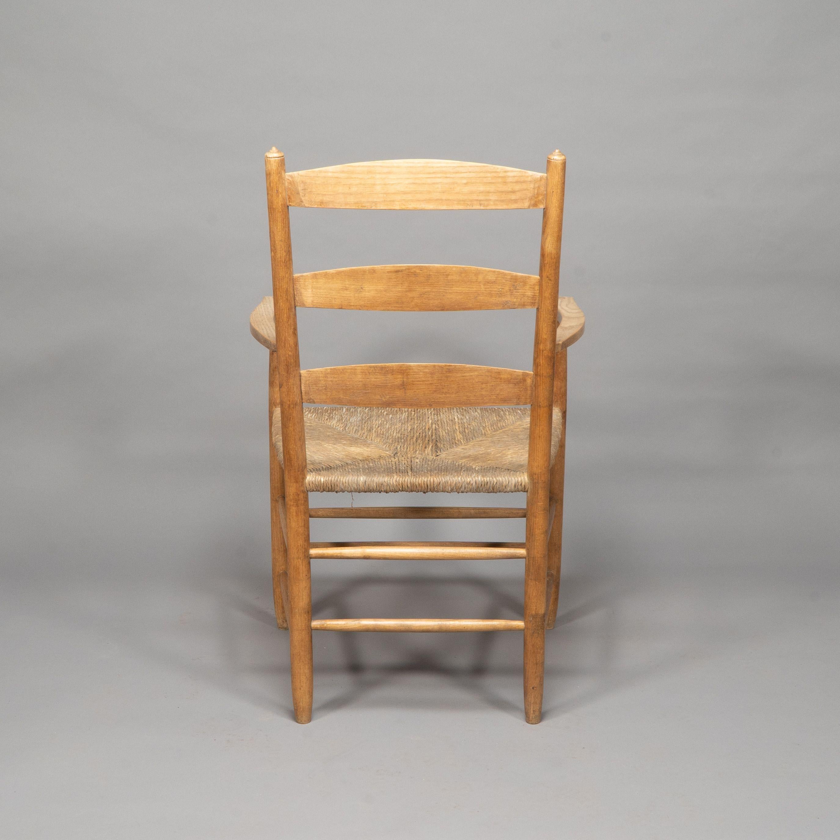 Early 20th Century Ernest Gimson by Edward Gardiner. Arts & Crafts ash ladder back Bedales armchair