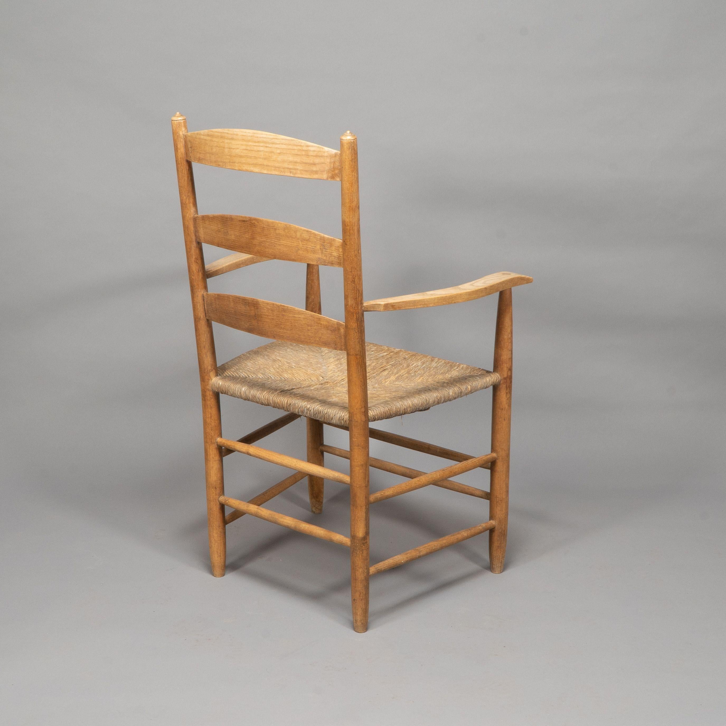 Ash Ernest Gimson by Edward Gardiner. Arts & Crafts ash ladder back Bedales armchair