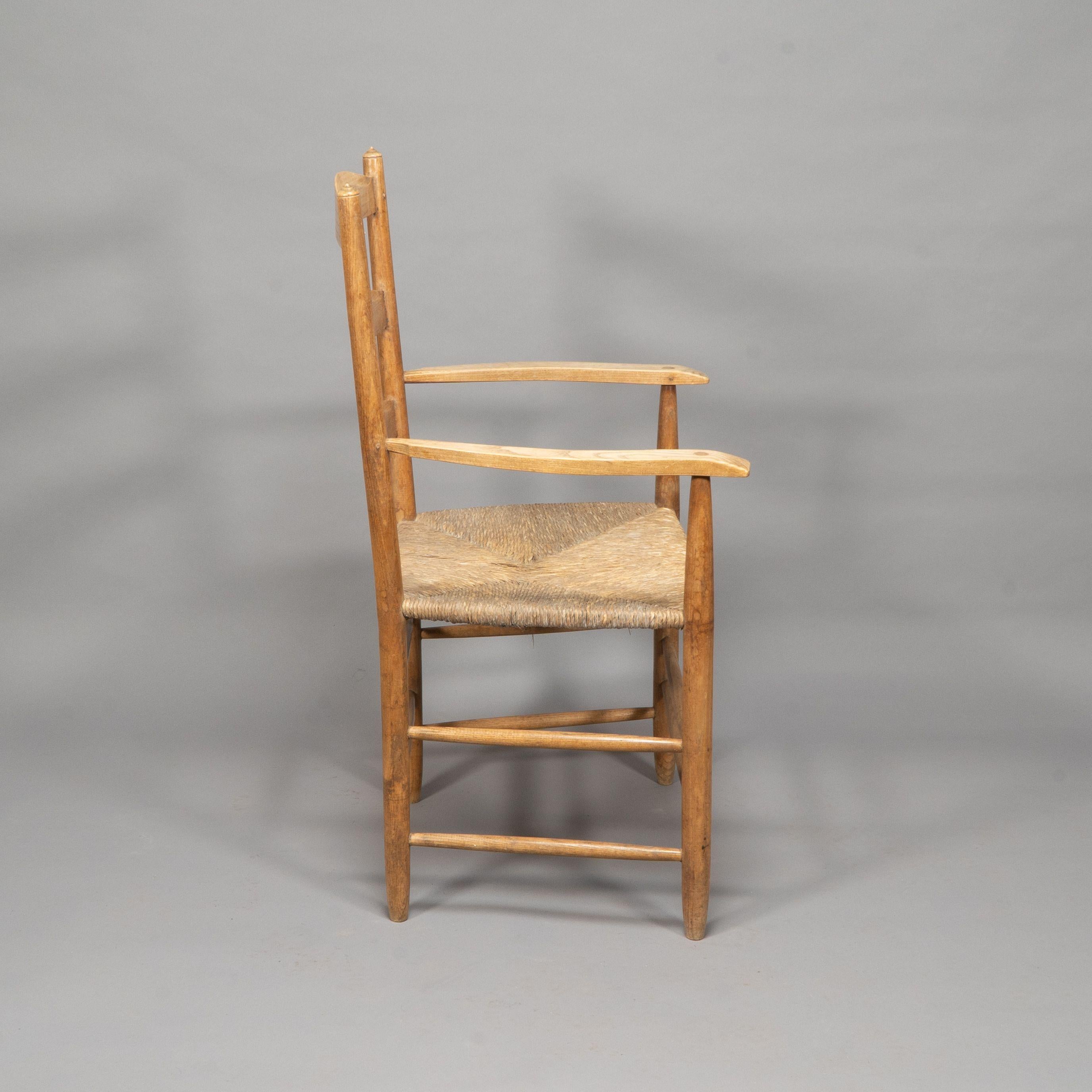 Ernest Gimson by Edward Gardiner. Arts & Crafts ash ladder back Bedales armchair 1
