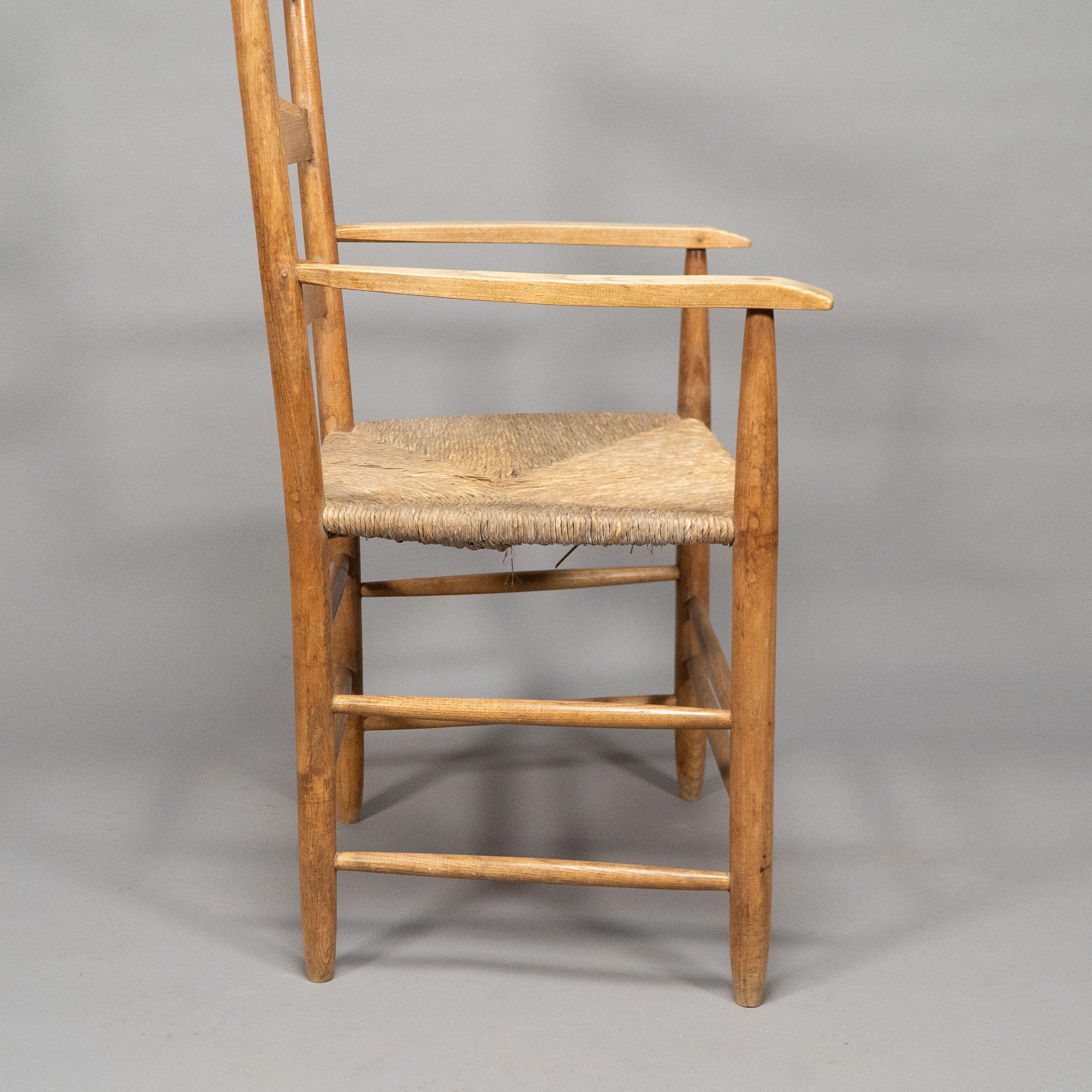 Ernest Gimson by Edward Gardiner. Arts & Crafts ash ladder back Bedales armchair 2