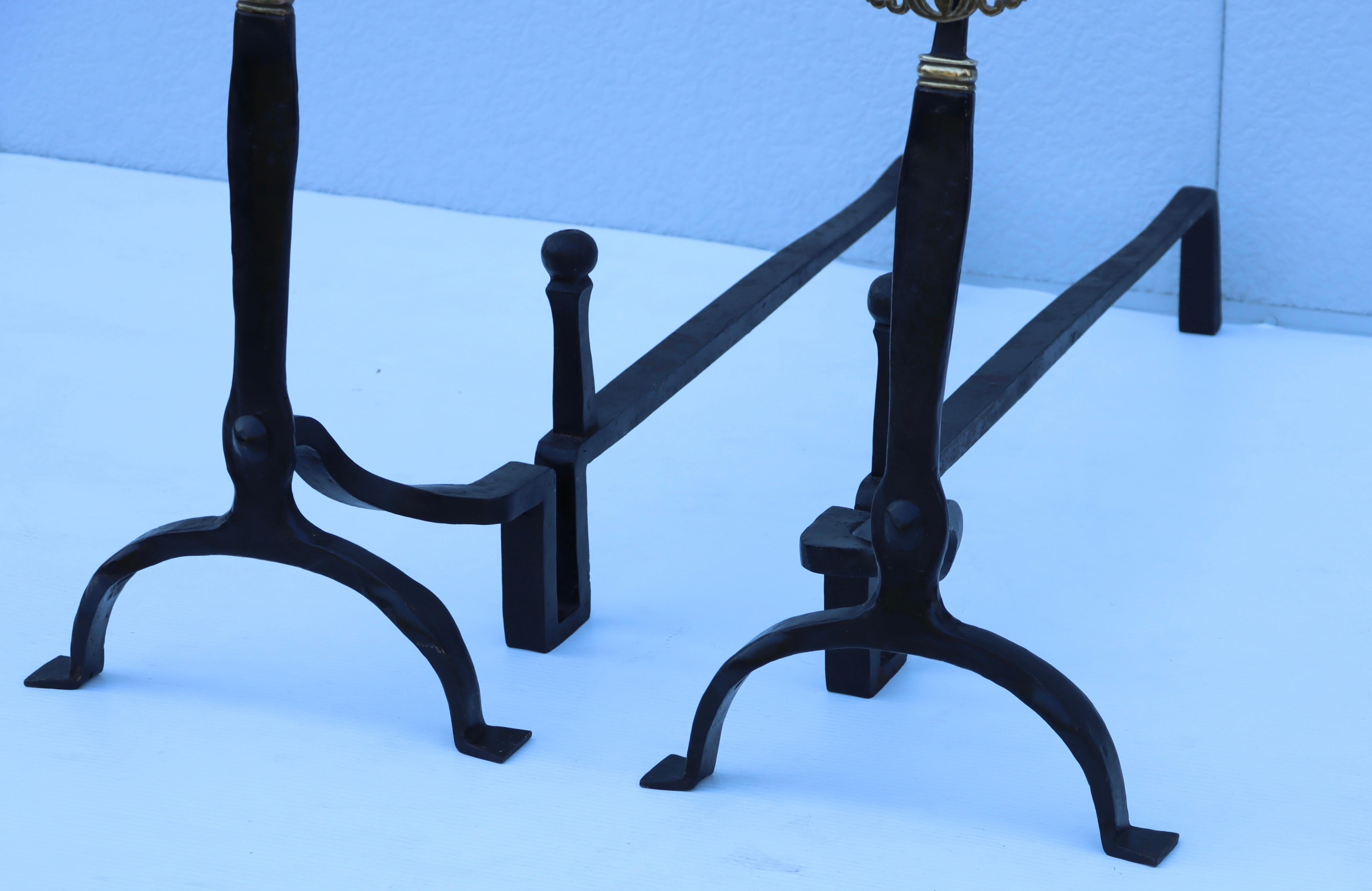 Early 20th Century Ernest Gimson Style Large 1900's Andirons For Sale