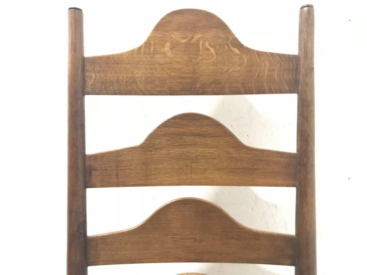 Ernest Gimson, Ten Arts & Crafts Cotswold School Oak Ladder Back Dining Chairs In Good Condition In London, GB