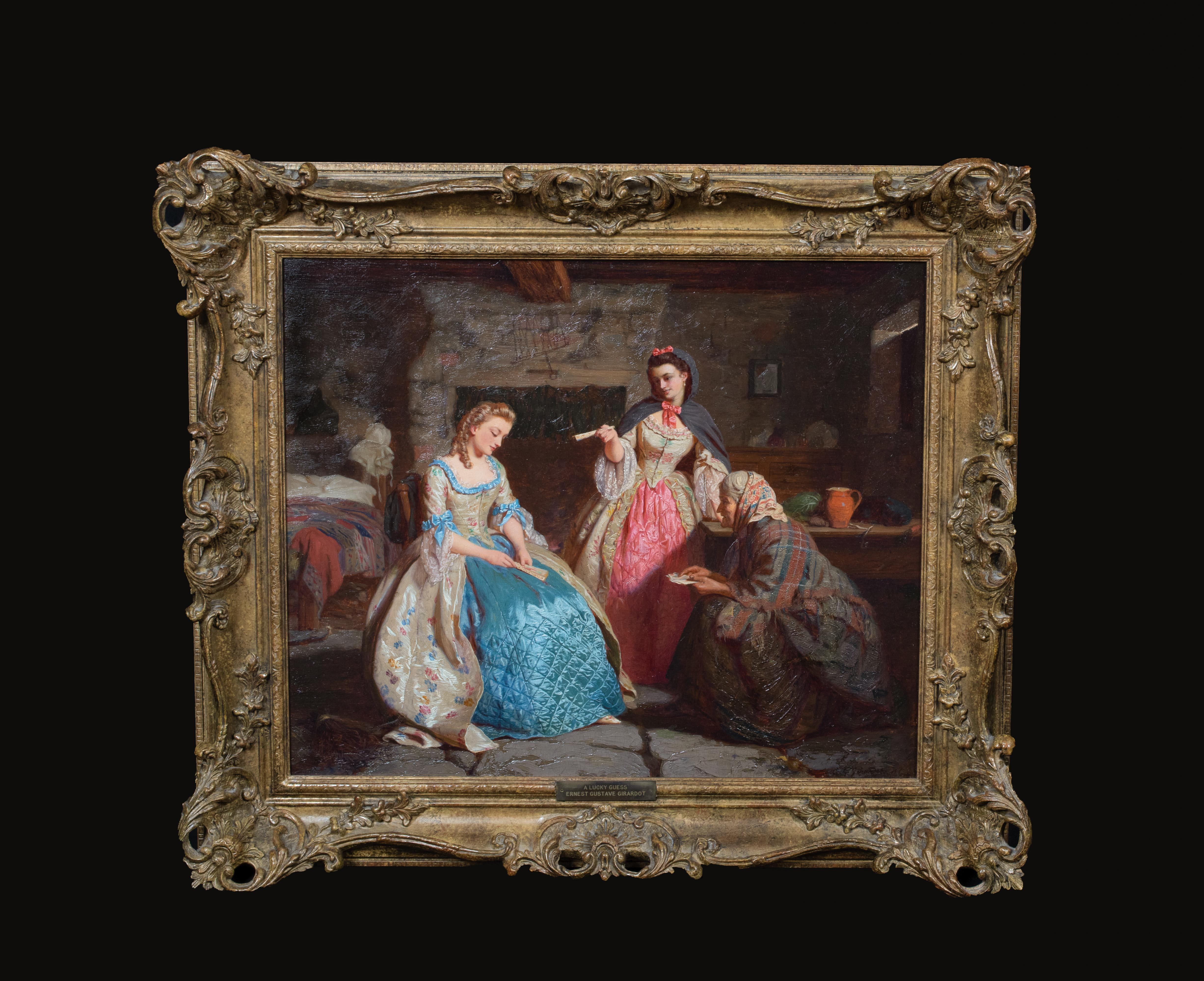 A Visit To The Fortune Teller, 19. Jahrhundert – Painting von Ernest Gustave Girardot