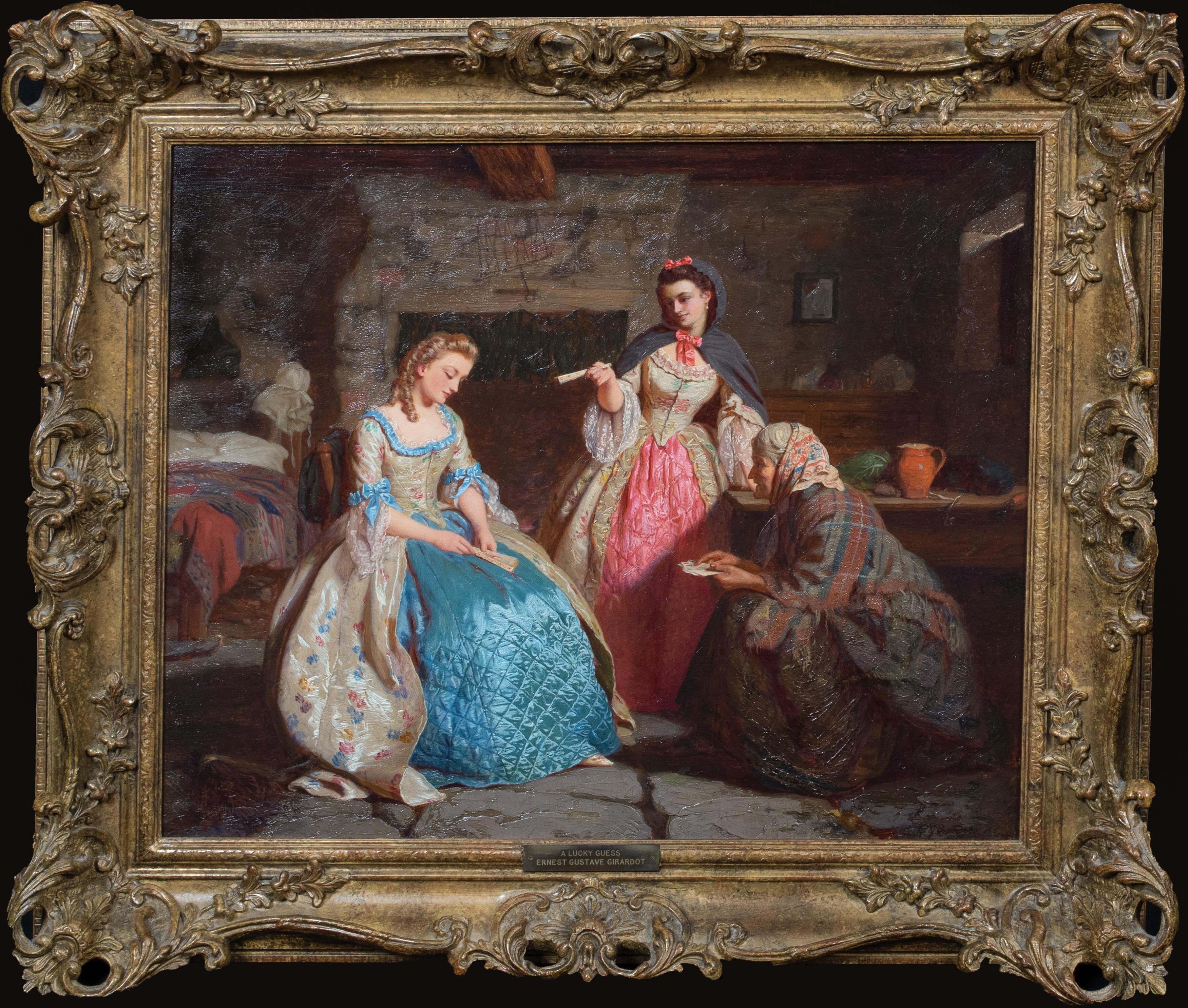 Ernest Gustave Girardot Portrait Painting – A Visit To The Fortune Teller, 19. Jahrhundert