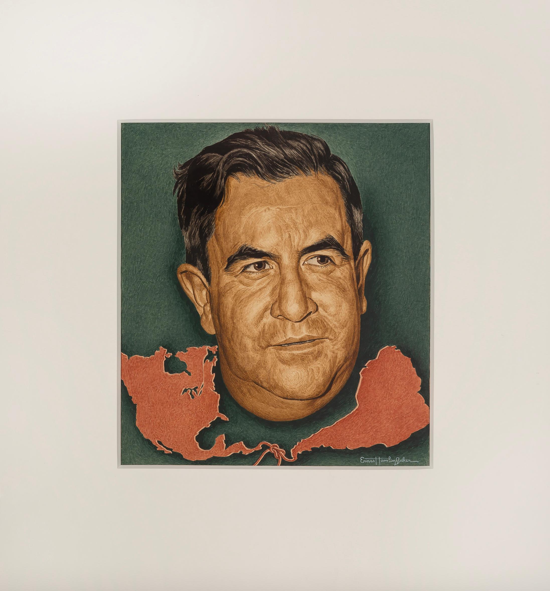 Manuel Avila Camacho, Time magazine cover, - Journalist Portraiture - Painting by Ernest Hamlin Baker