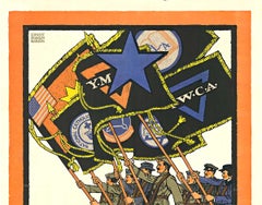 Original 'United Behind the Service Star' antique World War One vintage poster