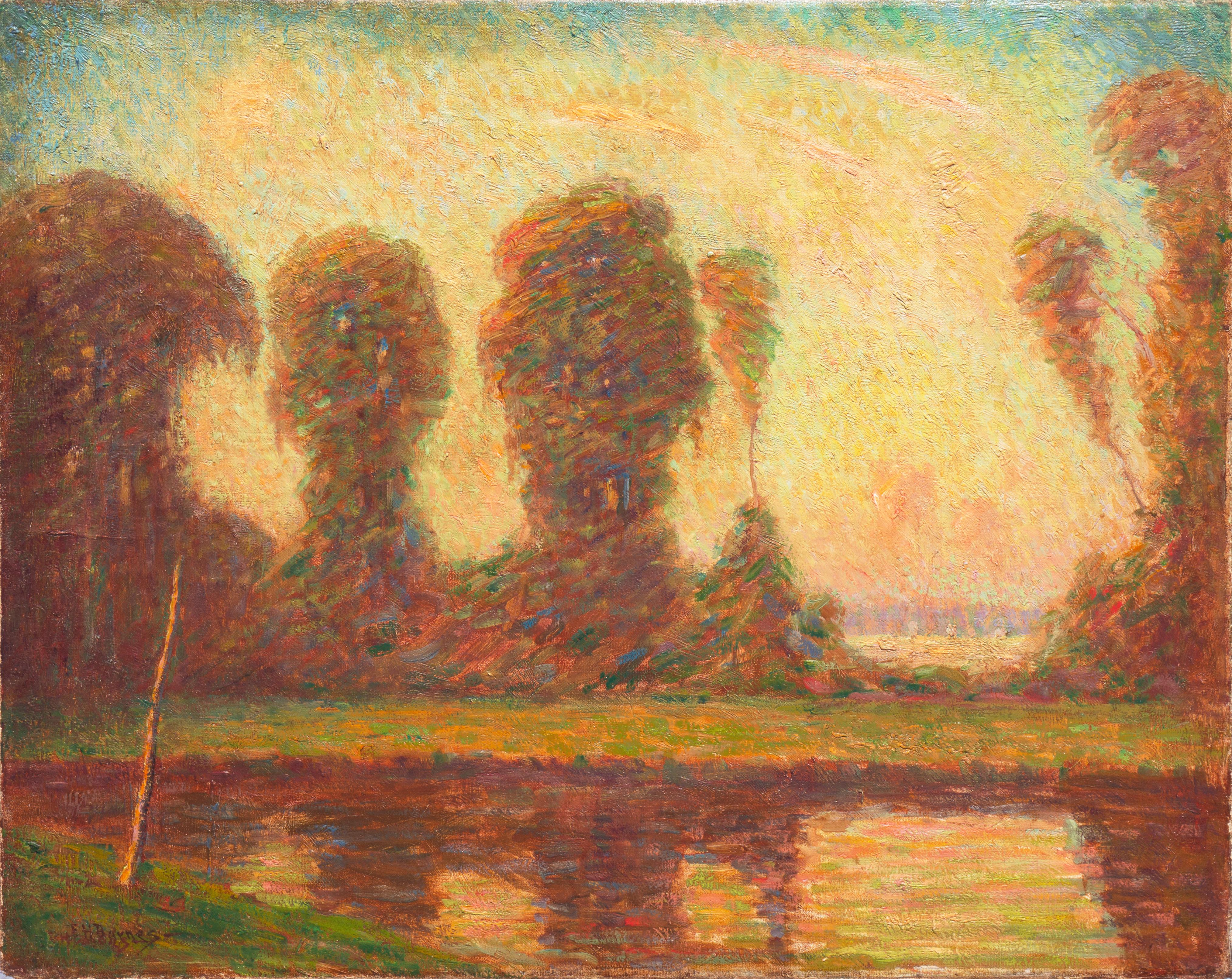Ernest Harrison Barnes Landscape Painting - 'Lake Sunset', Art Institute Chicago, New York Art Students League, Smithsonian 
