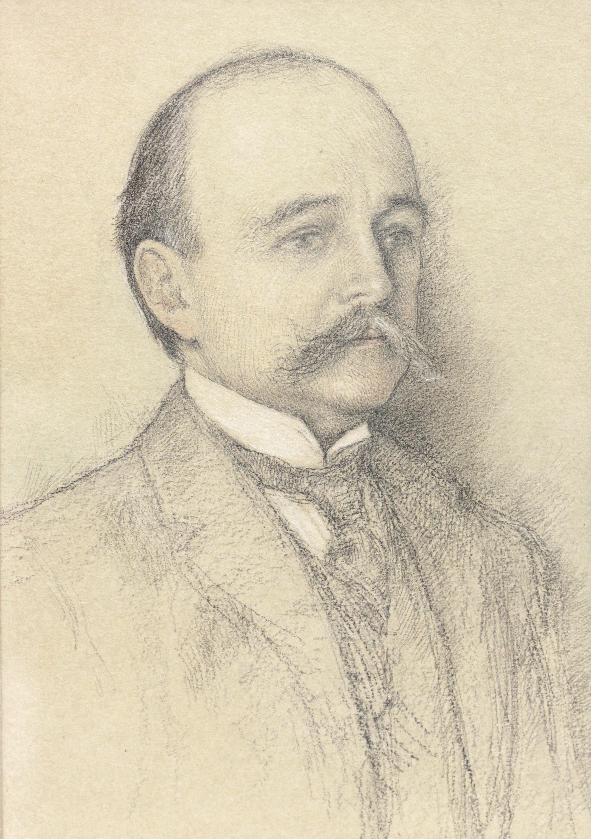 Ernest Haskell '1876-1925' Gentleman with a Moustache, Pencil on Paper In Good Condition For Sale In West Palm Beach, FL