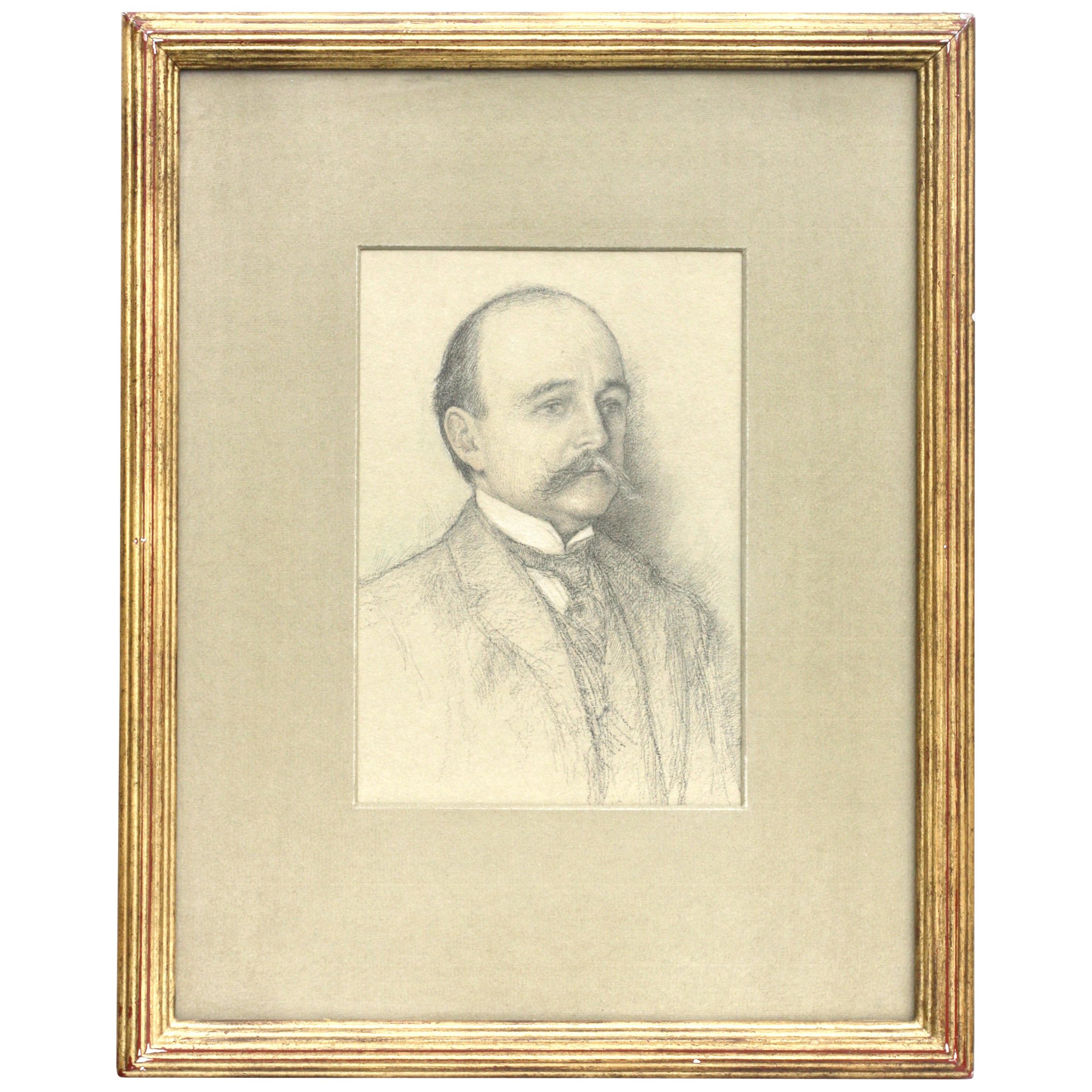 Ernest Haskell '1876-1925' Gentleman with a Moustache, Pencil on Paper For Sale