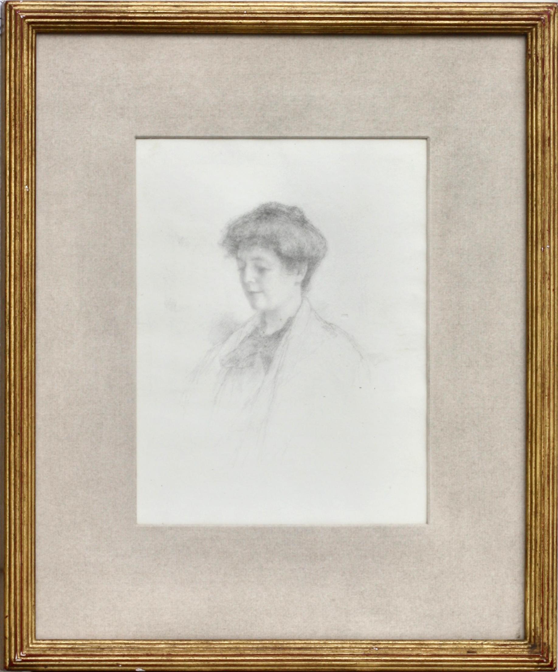 Ernest Haskell (1876-1925)
Portrait of a Woman, 3/4 view. 
Pencil on paper
Measures: 8 3/4 x 6 3/4 inches
Provenance:
THE ESTATE OF WILLIAM M. V. KINGSLAND
Richard York Gallery New York, New York.